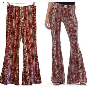 Bohemian Flare Pants Stretch Tribal Print Flare Leggings Hippie Rave Festival